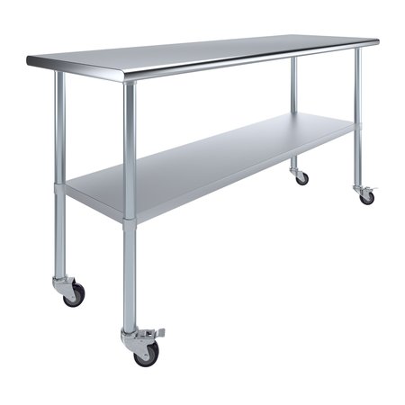 AMGOOD 24x72 Rolling Prep Table with Stainless Steel Top AMG WT-2472-WHEELS